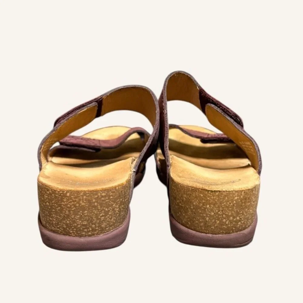Dansko Maddy Wedge Slide Sandal 40 10 Plum Nubuck Leather Cork Platform - Picture 6 of 12